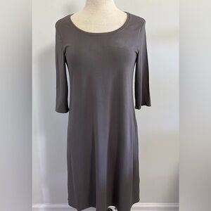 Eileen Fisher Gray Stretch Knit Shift Dress